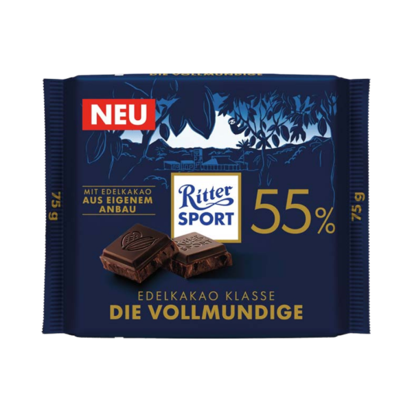 742546 Ritter Sport Edelkakao ­Klasse Die Vollmundige 55 Prozent, 75g